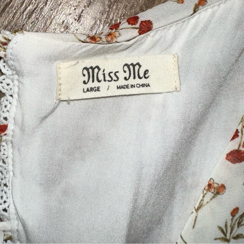Miss Me Cream Floral Mini Dress with Lace-Up Back - Picture 7 of 16